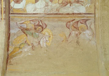 Der heilige Michael und die Engel kämpfen gegen den Drachen, Detail der Apokalypse aus dem Narthex, um 1100